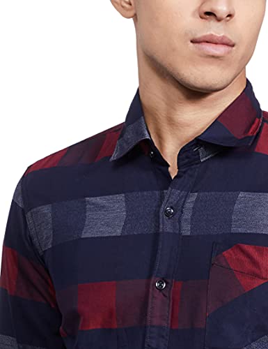 Image of CAHOOT Cotton Men Checkered Multicolour Button Up Collared Shirt for Casual Wear Crafted with Regular Sleeve Comfort Fit High Performance Everyday Large