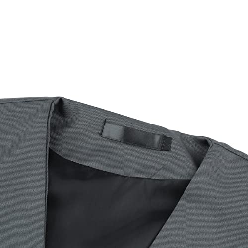 YOUTHUP Homme Gilet Costume Formel Gilets Sans Manche Vest Pour Business d'Affaire Mariage Slim Fit, V-Gris Foncé, XS - Image 4