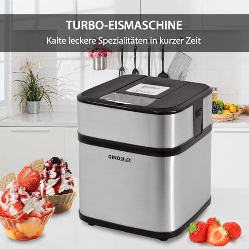Gino Gelati Edelstahl Eismaschine Jinoria Speiseeismaschine Eiscreme Maschine, für Zuhause geeignet, einfache Bedienung, silber, 20,1 × 20,1 × 23,4 cm – Bild 7