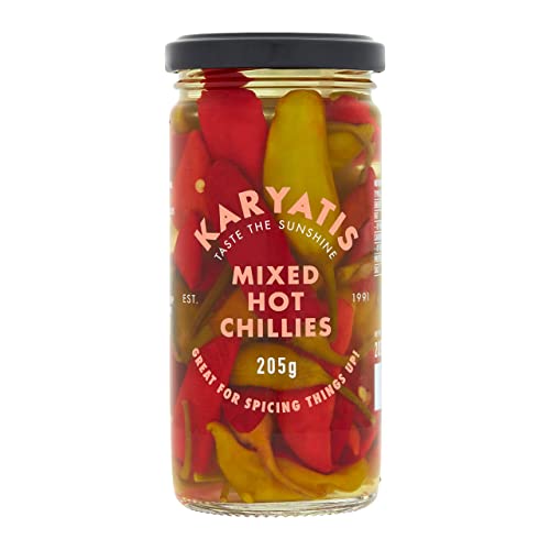 Karyatis Mixed Hot Chillies in Brine Glass Jar 205 g