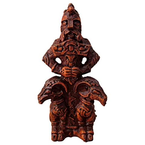 Dryad Design Thor Figurine - Norse Viking God of Thunder Statue Home Decor 4.5" Tall (Wood Finish) Cover