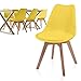 MIADOMODO® Sedie Nordiche - Set da 2, 4, 6, 8, Gambe in Legno di Faggio, Seduta Imbottita, Schienale Ergonomico, Stile Moderno, Giallo - Sedie Cucina, Scandinave, Pranzo (Set da 6, Giallo)