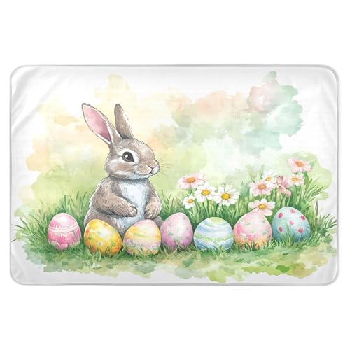 Takiito Cute Easter Bunny Colorful Eggs Bed Pad Reusable Bed Underpad Washable Waterproof Leak-Proof Quick Dry Incontinence Pee Pad for Toddlers Kids Adults Pets 34x52 in