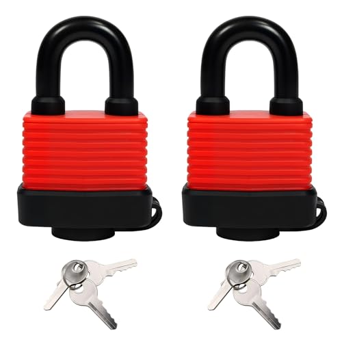 Image of 2 Pack 40mm Padlock with 4 Key, Heavy Duty Padlock Waterproof Outdoor Weatherproof Locks, Anticut Laminated Steel Security Padlocks for Gym Locker Garage Fence Gate Shed Toolbox Yard School Use