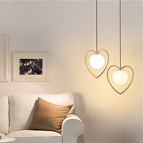 Mumumi Postmodern Restaurant Simple Hollow Golden Pendant Light Nordic Style Creative Home Led Heart-Shaped Iron Chandelier E27 Glass Lampshade #TOP4