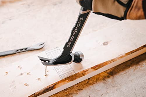 Image of Spec Ops Tools Framing Hammer for Carpentry & Demolition, Magnetic Nail Holder, Rip Claw, Smooth Face 22 Oz