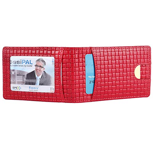 Image of Brooklyn Bridge Genuine Leather Money Clip Wallet for Men Matt VT Red - Premium Slim RFID Protected Wallet with Cash Clip & Multiple Card Slots, Stylish Front Pocket Design, Gift for Men