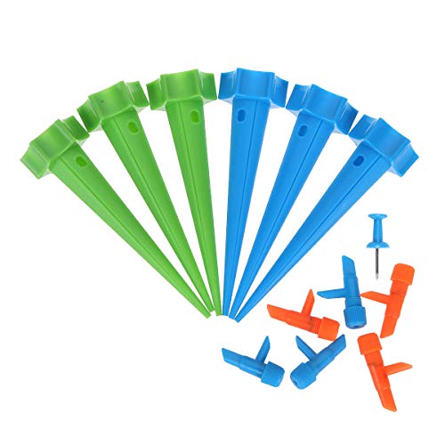 YiZYiF 6Pcs Plant Watering Spikes Automatic Self Irrigation System with Adjustable Control Valve Switch for Indoor Outdoor Potted Plant Flower Blue and Green One Size