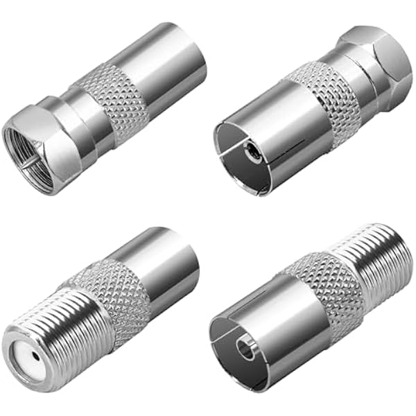 Wtyczka antenowa do kabla satelitarnego, wtyczka F – kabel koncentryczny, adapter antenowy, wtyczka koncentryczna, wtyczka F, zestaw do kabla antenowego, routera, telewizora, złącza TV (4 szt.)