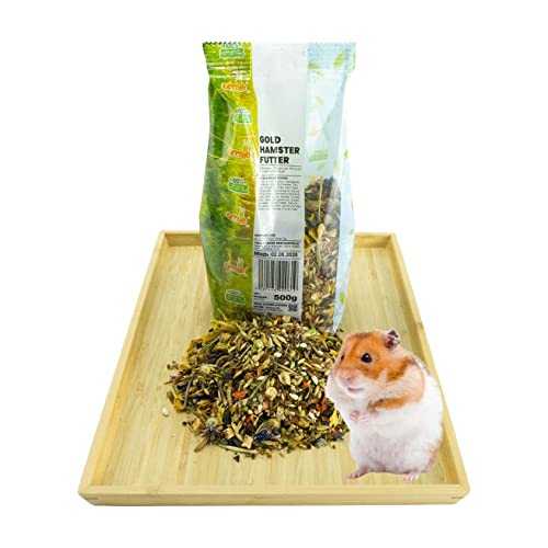 Getzoo Goldhamsterfutter 500g I Naturorientiert & Ausgewogen I Große Auswahl an Urgetreide I Inklusive Früchte & Gemüse I Hochwertige Eiweißquellen I Ohne Wasser-Eiweiß