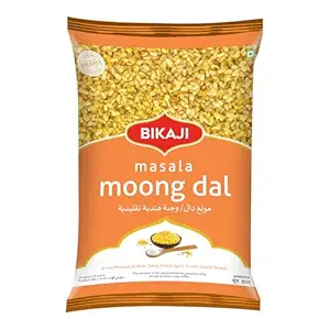 Bikaji Moong Dal – 7.05 oz (200g) Pack | Salty & Crispy Moong Dal Party Mix Indian Snacks Authentic Namkeen | ready to eat Roasted MoongDal split Green Gram for Tea-Time, Bar Snacks, Mug Dal Everyday Crunch Paasi Paruppu