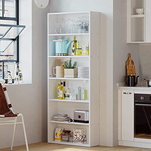 Ironck Bookshelves And Bookcases Floor Standing 6 Tier Display Storage Shelves 70In Tall Bookcase Home Decor Furniture For Home Office, Living Room, Bed Room (Industrial White) #TOP4