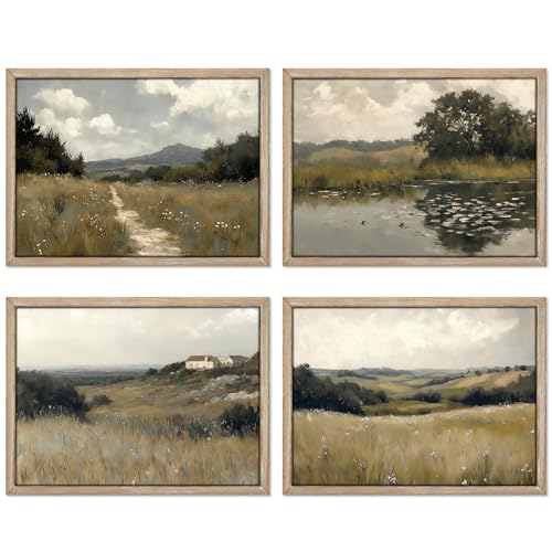 Gatheroad Landscape Art 12x16 Inch, Set of 4 Unframed Country