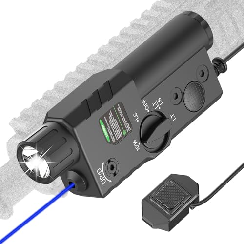 DEFENTAC 2000 Lumens Blue Laser Light Combo Compatible with Mlok/Picatinny(2 in 1), Rechargeable Tactical Flashlight with Strobe/Momentary for Rifle, with Remote Switch