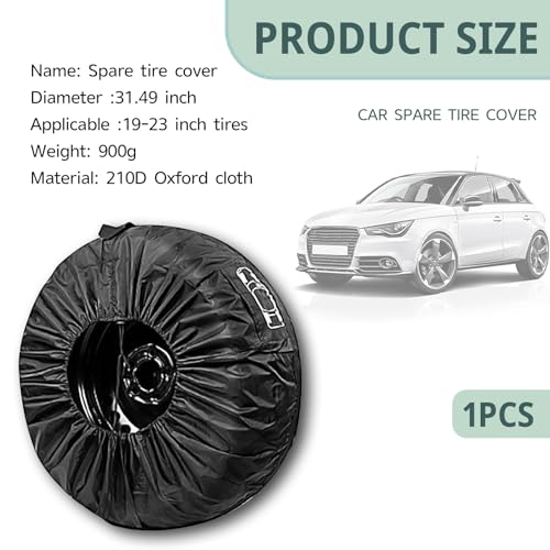 Image of 1 PC Car Tire Protector, Car Spare Tire Cover, Spare Tire Storage Bag, Universal for Most Cars (Black #31.49 inch)