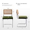 Zesthouse Mid Century Modern Dining Chairs Set of 4, Natural Rattan Dining Chairs with Solid Wood Back & Chrome Base, Upholstered Velvet Fabric, Green #1