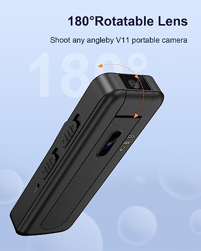 ZAQE Mini Caméra 1080P 64 Go Caméra corporelle Portable Sport Caméra HD Appareil d'enregistrement Caméra à Clip arrière avec Vision Nocturne pour Audio Enregistrement vidéo Bureau réunion