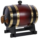 MUCKLILY Barril de Madera Maciza de 1,5 litros Barril de Roble Color Vino Tinto para Vino Cerveza y Licores Adecuado para Reuniones y Elaboración Casera