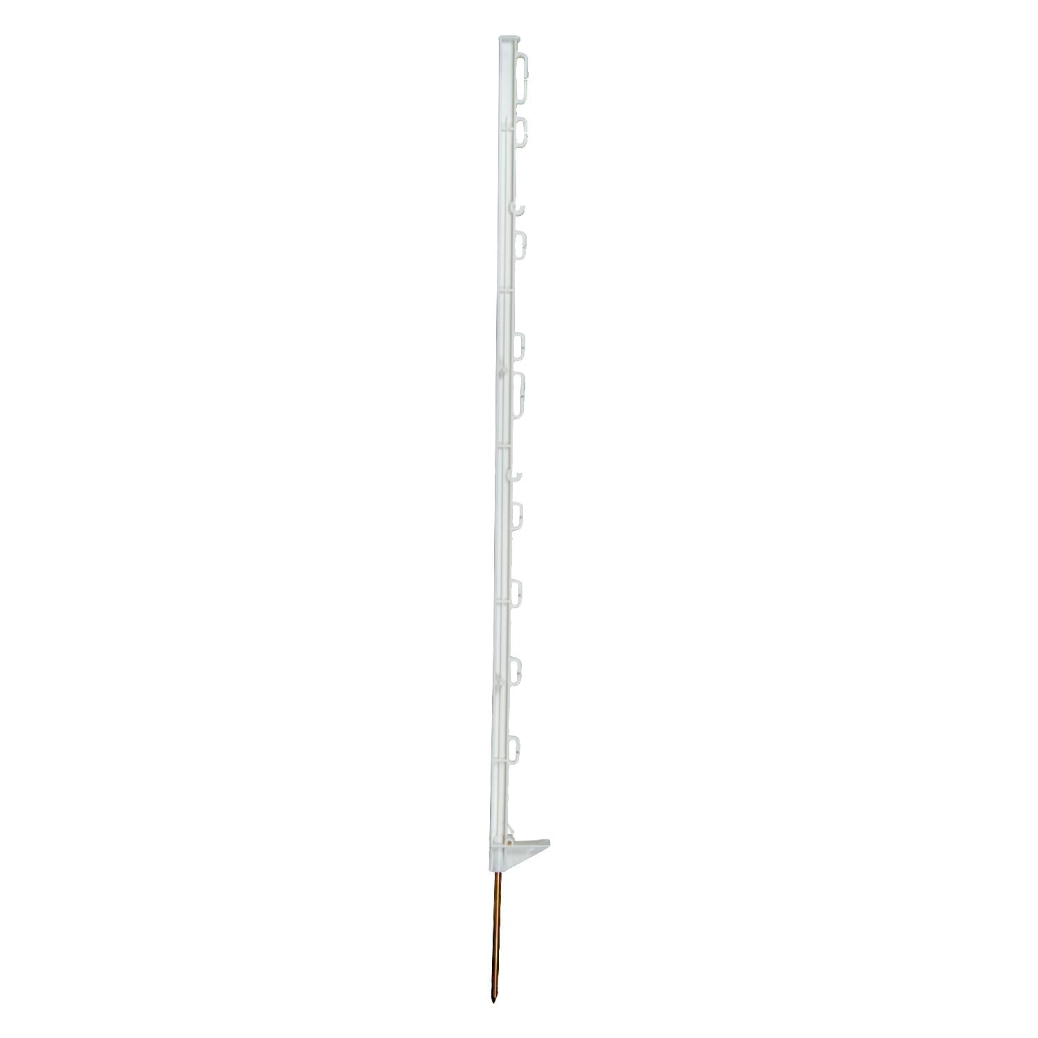 horizont Pali per recinzioni di vimini in plastica, 60 pezzi, bianco, altezza 105 cm, pali di plastica con occhielli per nastri, corde, trefoli, palo di vimini