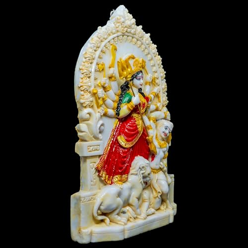 Image of Maa Durga Idol Statue murti - Handmade and Hand Painted Bengali Mahisasurmardini Durga Thakur - Presented by MollisArts
