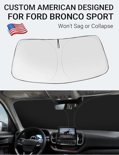 Image of Proadsy 2026 Upgrade Windshield Sun Shade Custom Fit Ford Bronco Sport 2021-2025 2026 4-Layer Foldable Front Sunshade Protector Sun Visor Blocks UV Rays Keep Car Cooler