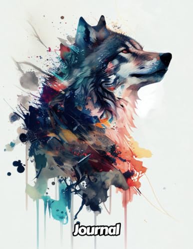 Watercolor Wolf Journal: Wide Ruled | Gift For People Who Love Forest Animals, Wildlife Animal Lovers | For Back To School, Office, Work | 8.5 x 11 Inches | 111 Pages | v1