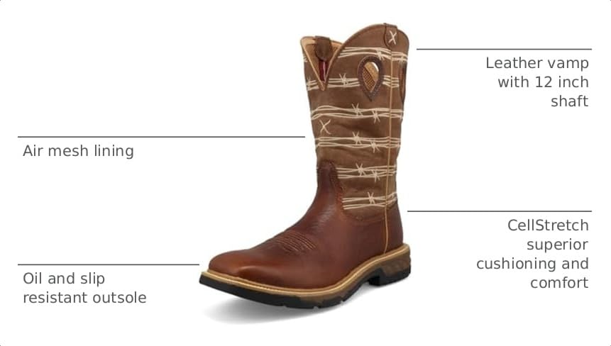 Image of Twisted X mens 12 inch Pull on Soft Toe Western Work Boot