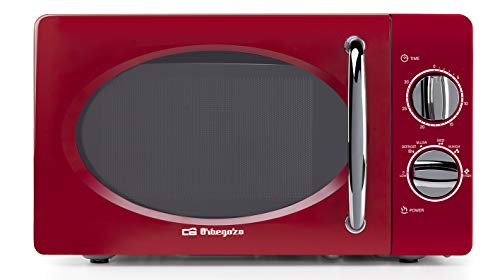 Orbegozo MI2020 Four à micro-ondes, 20 l de capacité, 6 niveaux de fonctionnement, minuterie jusqu’à 30 min, modèle vintage, 700 W, acier, rouge – Image 4