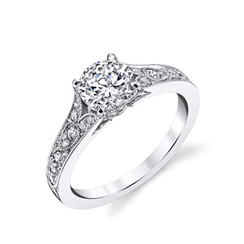 Blocaci Vintage Engagement Rings for Women with 1 CT Center Moissanite Wedding Anniversary Rings 925 Sterling Silver 10K 14K 18K Gold with Text Engraving