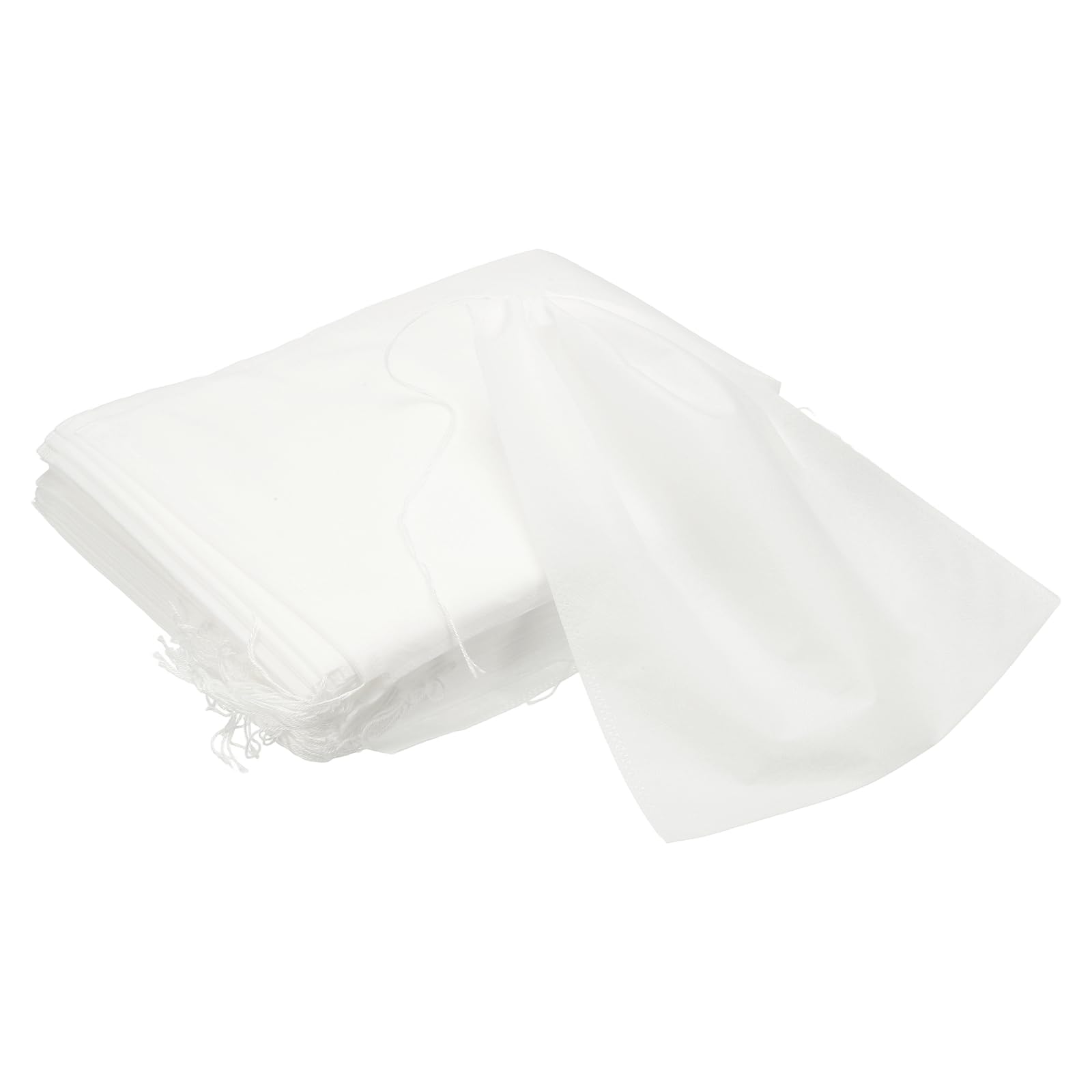 sourcing map 100 Pcs Spice Bags for Cooking, 20 x 25cm Disposable Empty Tea Bags Muslin Non-Woven for Loose Leaf Tea Sachet Straining Soups Herbs, White