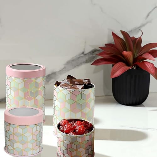 Image of Maroc Collection Airtight Kitchen Container Set| 450ML+1100ML- Set of 4| Food Grade Metal Storage Jars for Spices, Cookies & Dry Foods| Leakproof, Moist-Proof Canisters| Moroccan Pink Pastel