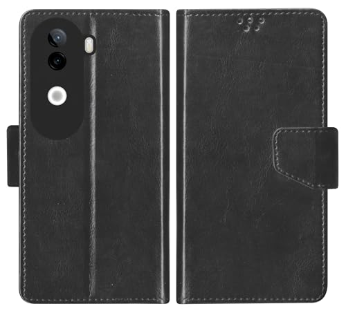 Image of SBMS Flip Cover for iQOO Z9s 5G / Vivo V40e 5G Back Cover Case with Magnatic Closure | Inbuilt Stand | Card & Money Pocket (Black)