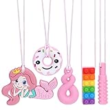 MizzyTots Bei&szlig;ringe 5er Set | Sensorische Kauketten f&uuml;r Kinder ab 3 Monate | BPA-frei Kaukette Halskette f&uuml;r Babys, Kleinkinder & Kinder mit Autismus, ADHS | Bei&szlig;kette als Zahnungshilfe/Stressabbau