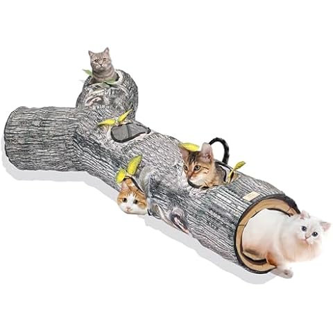 Cat Tunnels for Indoor, Large 3 Way Cat Tube Self Play, Cat Play Tunnel Toy for Indoor Exercise, Collapsible Interactive Peephole Pet Tunnel for Cat Kitty Kitten Puppy Rabbit L 59" Cover