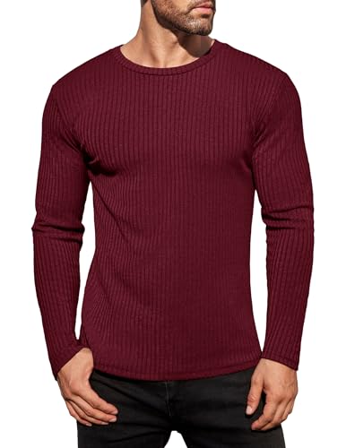 Ekouaer Herren Pullover Thermo Dunkelrot S