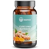 Esenca Curcuma Extrakt Kapseln – 120 Stück – Hochdosiert mit 95% Curcuminoiden & Piperin, Vegan – Ohne Zusatzstoffe – Curcuma Kapseln mit schwarzem Pfeffer für hohe Bioverfügbarkeit