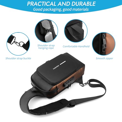 Men's and women's casual waist bags, waterproof sling bags, crossbody bags (Black)4