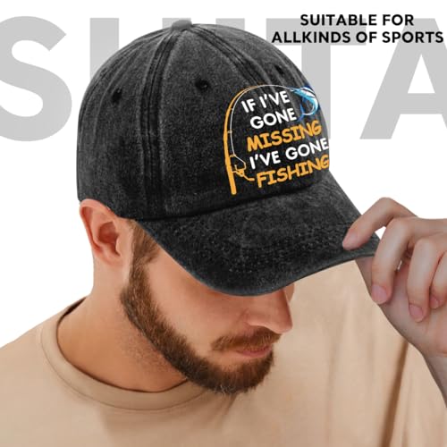Image of Fishing Adjustable Cotton Baseball Cap, Funny Trucker Hat Gift for Men Women Grandpa Dad Fishing Lover Fisherman