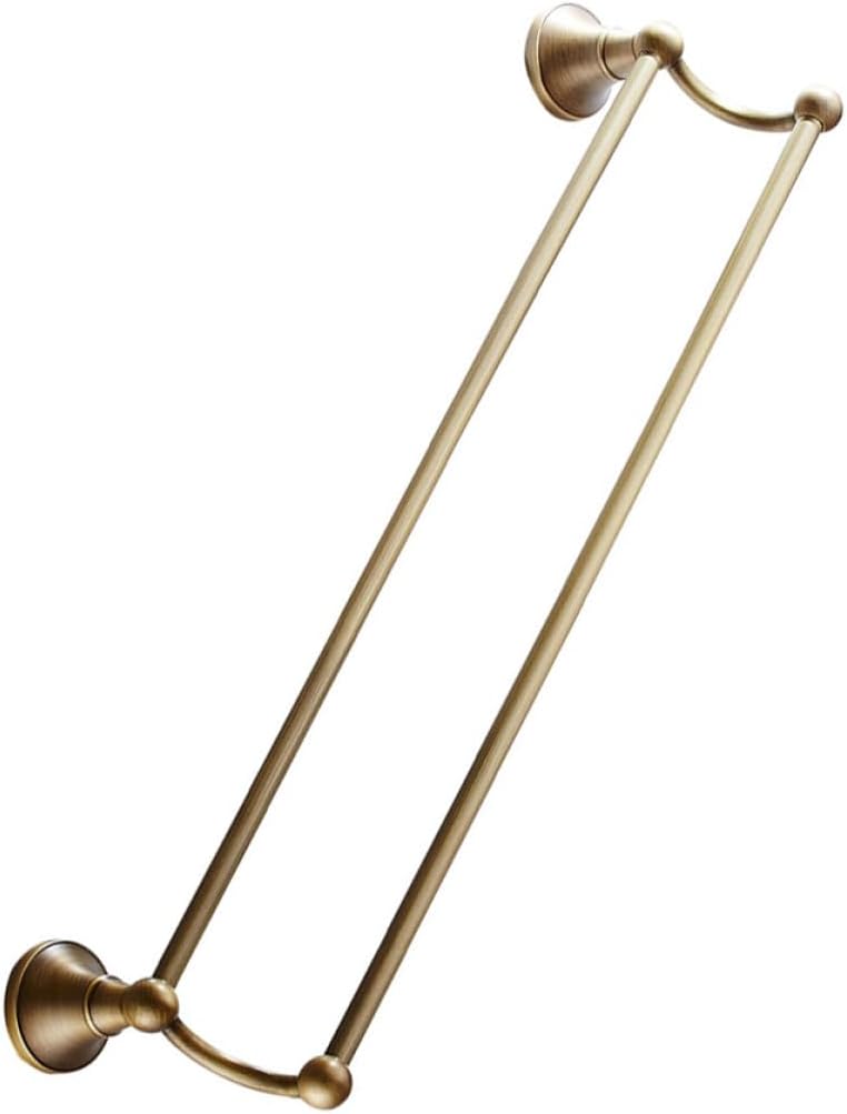 Brass Double Towel Bar Wall-Mounted Rack 55cm Antique Finish Bathroom Storage Holder Bathroom Towel Shelf Home Rack