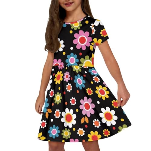 YEXIATODO Cute Dress for Girls 2-14T Midi Dress Teen Girl Trendy Clothes Casual Summer for Outdoors