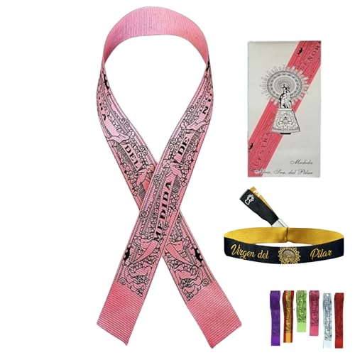 Genérico Pulsera Cinta Virgen del Pilar Origial Medida Exacta Virgen del Pilar Para Hombre o Mujer España Rosa Verde Roja Morada Azul (Rosa)