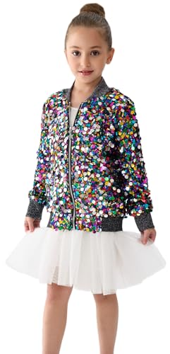 Image of 2Bunnies Girl Ombre Pastel Gradient Shimmer Sparkle Colorful Sequin Bomber Jacket