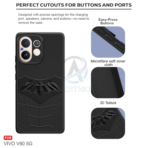 Image of AESTMO Back Cover for Vivo V60 / V60E / T4 Pro 5G | Stylish | Soft Silicone | Shockproof | Camera Lens Protection Back Cover (Black)