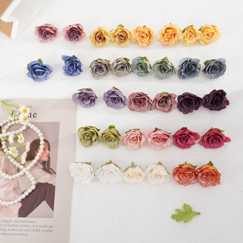 Image of VRB Dec 24pcs Eden Rose Artificial Flowers for Decoration,Artificial Flower,Flower for Hair Styling, for Pooja, for Home Decor,Diwali. (24 Pcs Fabric Eden Rose)