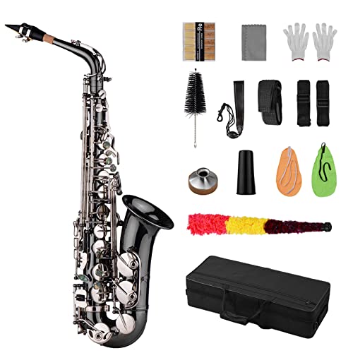 Daconovo Latón Profesional Curva Eb Mi Bemol Patrón Saxofón Alto Negro Niquelado de Shell del Olmo de...
