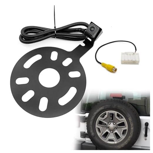 Spare Tire Backup Camera, Car Rear View Back Up Camera for Jeep Wrangler Spare Tire Mount 2007-2018, Waterproof Wide Angle Removable Camera Guidelines with OEM Monitor Adapter