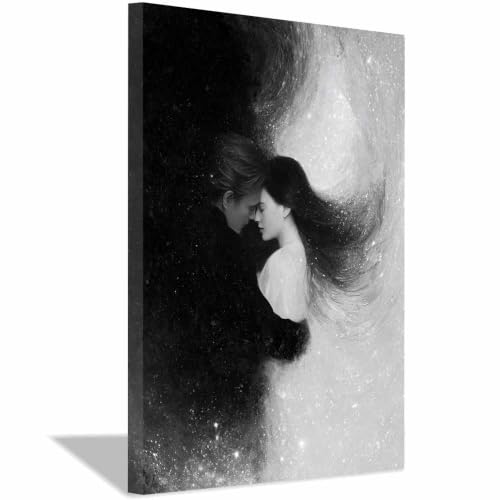 Poster noir et blanc black whites couple art avec cadre de 20x30cm