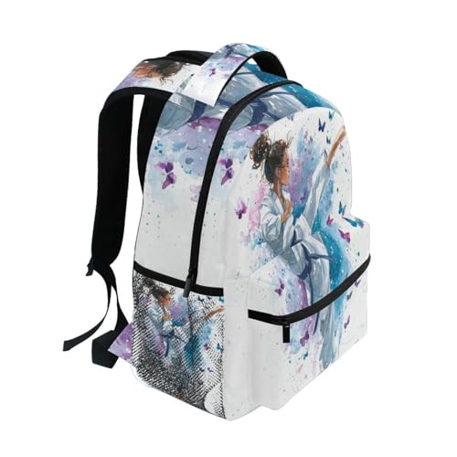 Watercolor Karate Butterflies Themed Boys Girls Kids School Backpacks Bookbag, School Bag Travel Backpack Daypack2