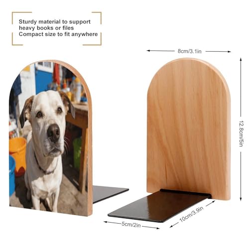 Sujetalibros para estanterías antideslizante y resistente de madera 3