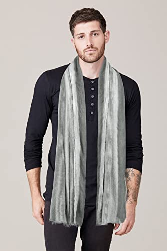 GERINLY Cotton-Linen Scarves Mens Stripe Crinkle Long Scarf Fashion Wrap Shawl for Travel